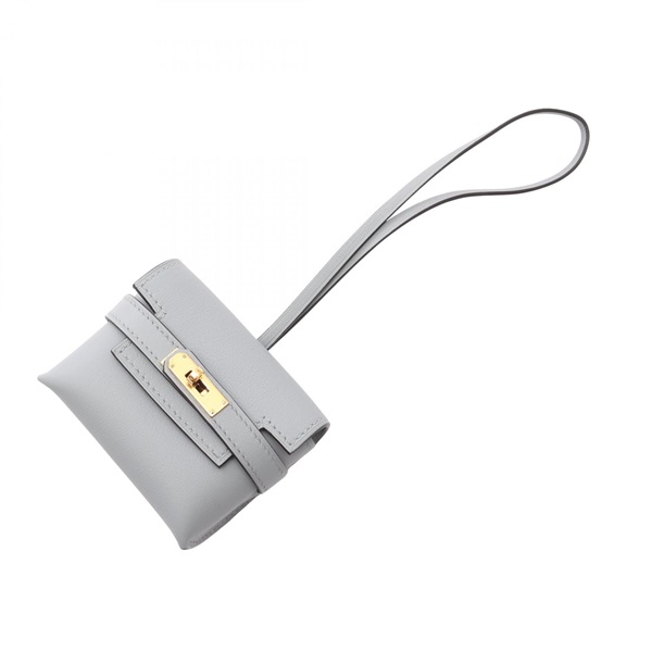 HERMES Kelly Festival Bag charm Swift leather Gray Blue glacier Used Women GHW K