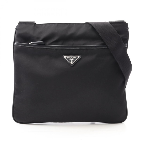 PRADA TESSUTO + SAFFI Crossbody Shoulder Bag Nylon Saffiano leather Black