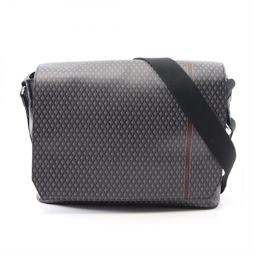 Dunhill Engine turn Crossbody Shoulder Bag canvas leather Black Gray Used mens