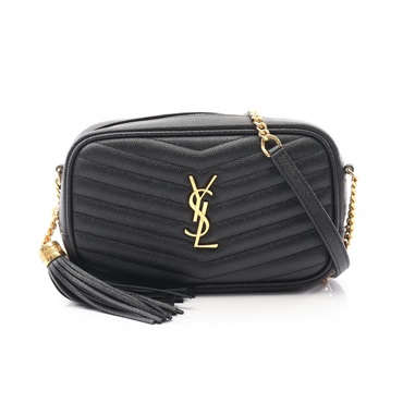 SAINT LAURENT PARIS Lou mini Crossbody Shoulder Bag leather Black Used Women