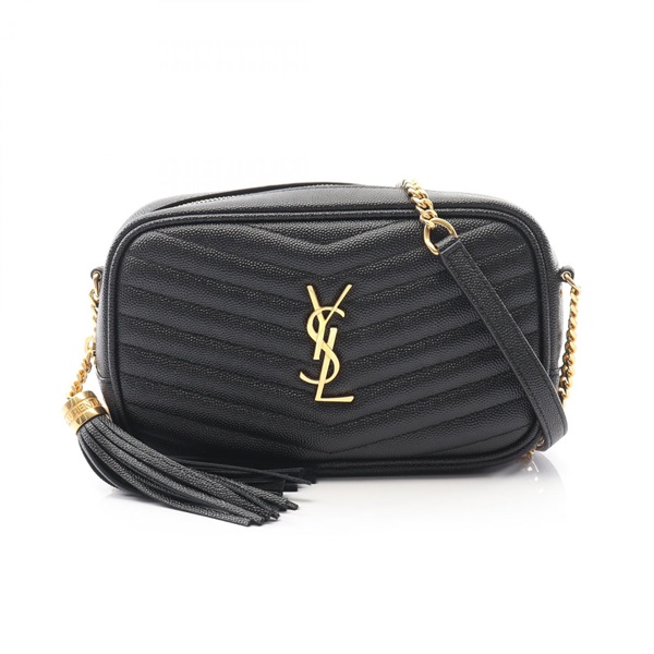 SAINT LAURENT PARIS Lou mini Crossbody Shoulder Bag leather Black Used Women