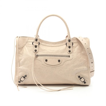 BALENCIAGA City Medium Shoulder Handbag 8230582ABEK29 leather Beige NEW Women