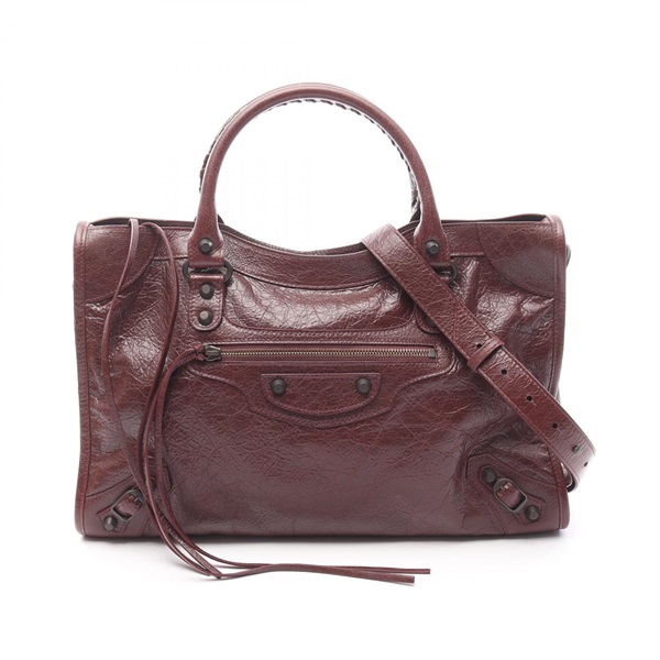 BALENCIAGA City Medium Shoulder Handbag 8230582ABEK6034 leather Bordeaux NEW