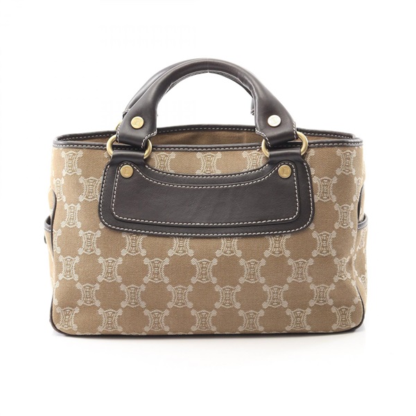 CELINE Boogie bag Paris Macadam Handbag denim leather Beige Brown Used Women