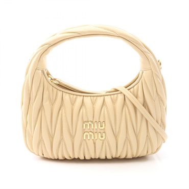 Miu Miu Wonder Matelasse Hobo Shoulder Handbag 5BC125AN88F0K57 leather Beige NEW