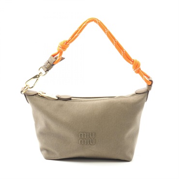 Miu Miu Gabardine Handbag 5NE8412IA7F04GN canvas Khaki Orange NEW Women