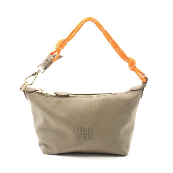 Miu Miu Gabardine Handbag 5NE8412IA7F04GN canvas Khaki Orange NEW Women