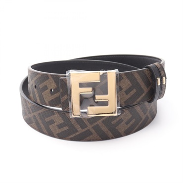 FENDI FF logo buckle belt 7C0424AGR9F18I090 leather Black Brown #90 NEW mens