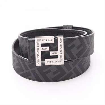 FENDI FF Square Belt 7C0535AFF1F0GXN90 leather Black Gray NEW mens reversible