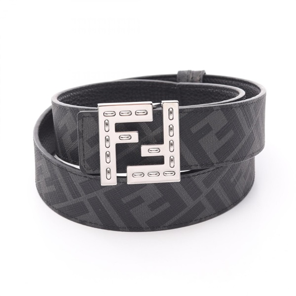 FENDI FF Square Belt 7C0535AFF1F0GXN90 leather Black Gray NEW mens reversible