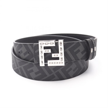 FENDI FF Square Belt 7C0535AFF1F0GXN95 leather Black Gray Size 95 NEW Mens
