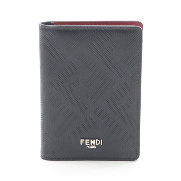 FENDI shadow Card Case Holder 7M0349AJF4F19KP leather Black NEW mens Logo