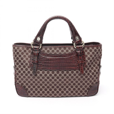 CELINE Macadam Boogie Handbag canvas leather Brown Used Women