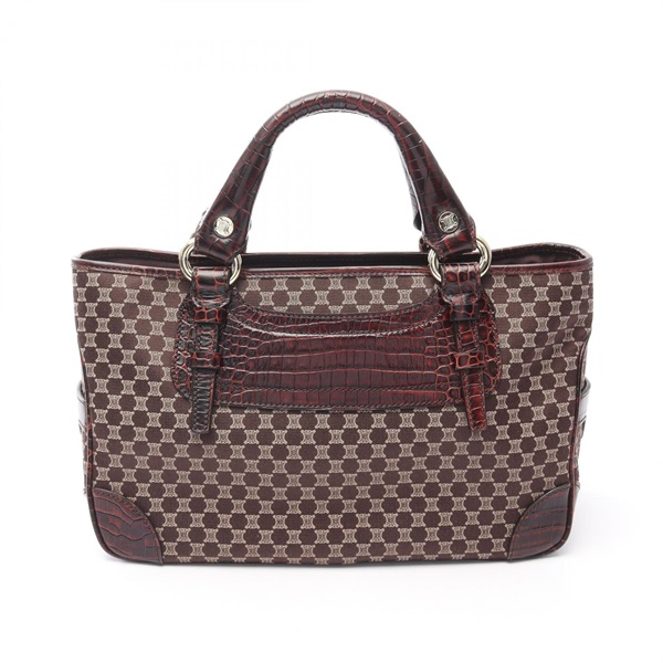 CELINE Macadam Boogie Handbag canvas leather Brown Used Women