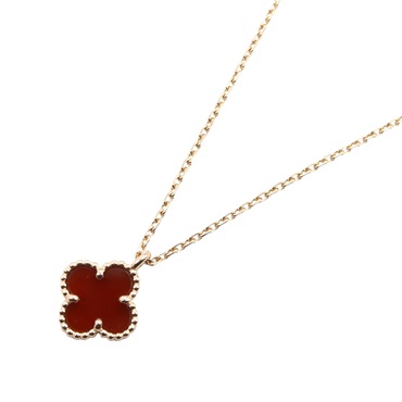 Van Cleef & Arpels Sweet Alhambra Carnelian Necklace 18KPG Pink Rose Gold Used