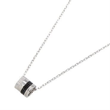 Boucheron Quatre Black Necklace SM 1P Diamond 18KWG White Gold PVD Used unisex