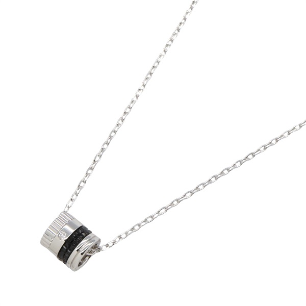 Boucheron Quatre Black Necklace SM 1P Diamond 18KWG White Gold PVD Used unisex