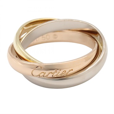 CARTIER Trinity Ring 18KYG 18KPG 18KWG Three gold used Women US size 5.25 #50