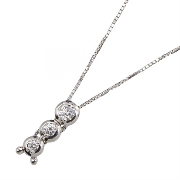 TASAKI 3P Diamond Necklace Pendant 18KWG White Gold Used women