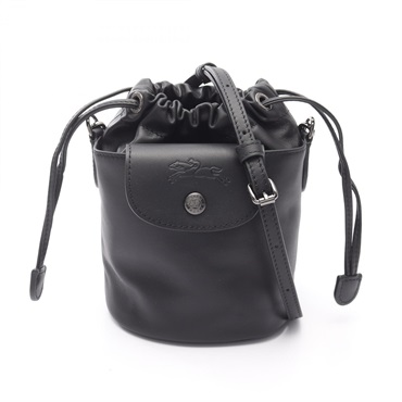 Longchamp Le Pliage Extra XS Drawstring Bucket Shoulder Bag leather Black NEW