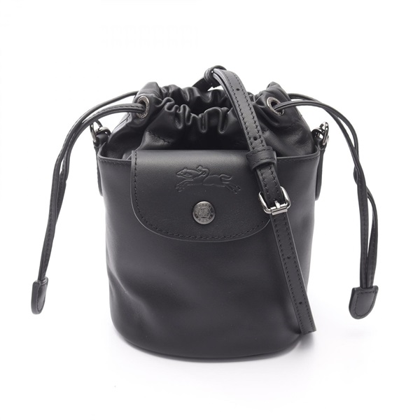 Longchamp Le Pliage Extra XS Drawstring Bucket Shoulder Bag leather Black NEW
