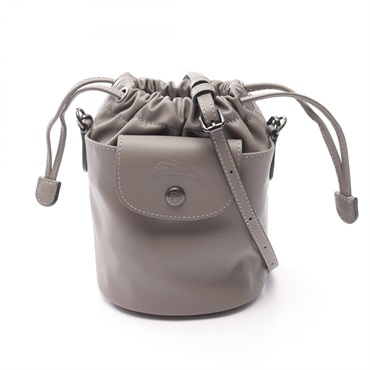 Longchamp Le Pliage Extra XS Drawstring Bucket Shoulder Bag leather Gray NEW
