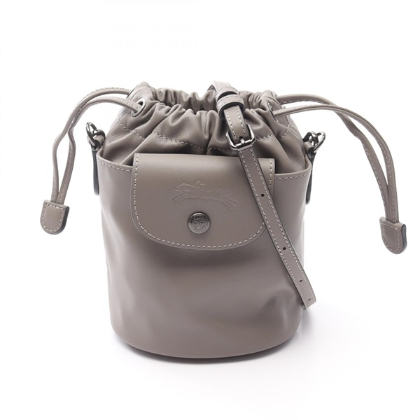 Longchamp Le Pliage Extra XS Drawstring Bucket Shoulder Bag leather Gray NEW