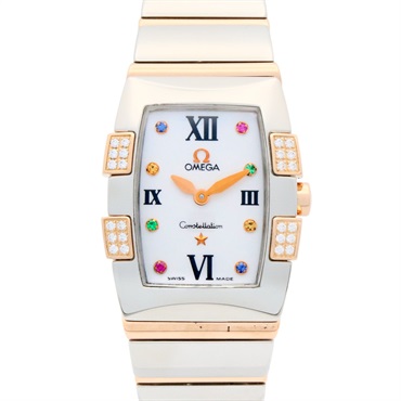 OMEGA Constellation Mini Quadrella Diamond Wrist Watch Quartz 18KRG Gold SS