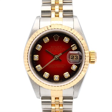 ROLEX Datejust 10P Diamond Y Wrist Watch 79173G Auto 18KYG Gold SS Used mens