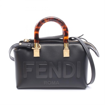 FENDI By The Way Mini Shoulder Handbag leather Black Used Women crossbody