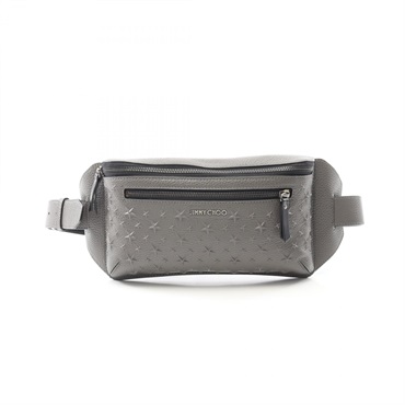 JIMMY CHOO Star Emboss Crossbody Waist Belt Bum Bag leather Gray Used mens
