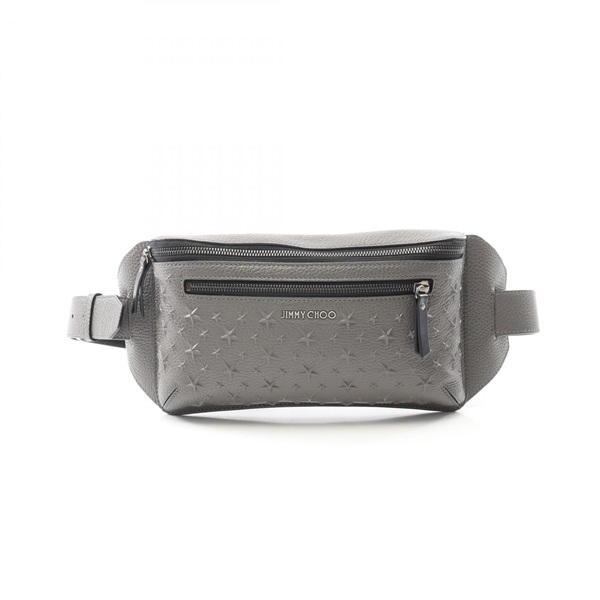 JIMMY CHOO Star Emboss Crossbody Waist Belt Bum Bag leather Gray Used mens