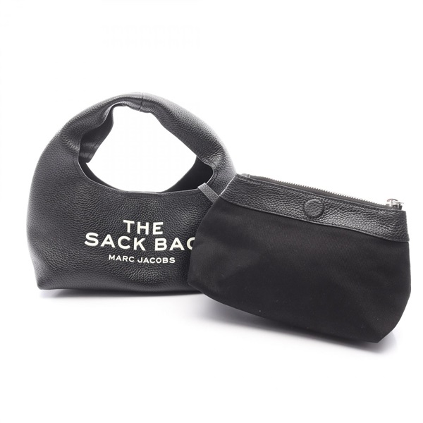 MARC JACOBS THE LEATHER SACK BAG MINI Handbag leather Black Used Women logo