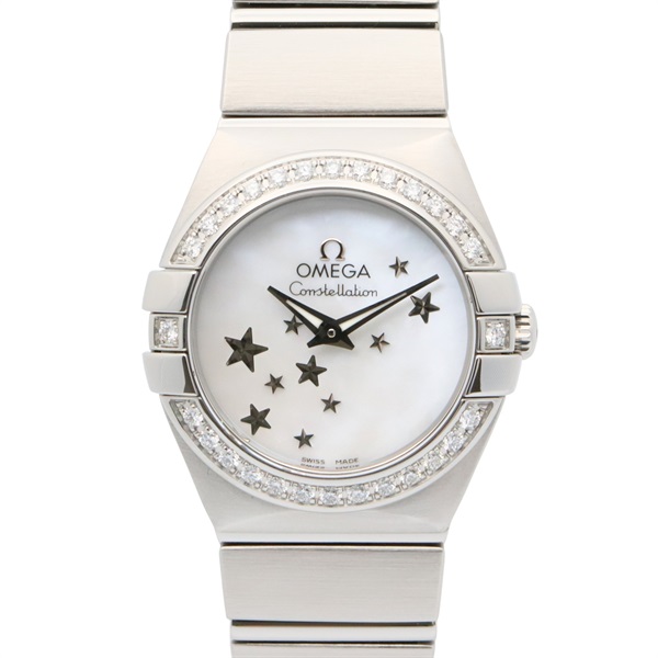 OMEGA Constellation brushed diamond bezel Wrist Watch Quartz SS Used Women