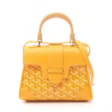 GOYARD Saigon Mini Shoulder Handbag canvas leather Yellow Multicolor Used Women