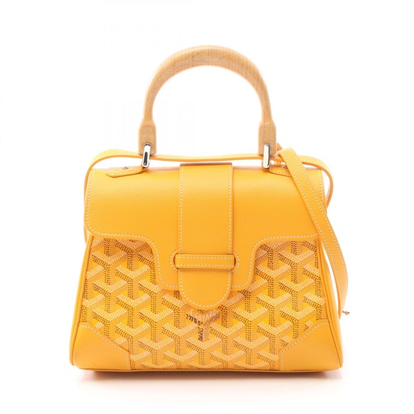 GOYARD Saigon Mini Shoulder Handbag canvas leather Yellow Multicolor Used Women