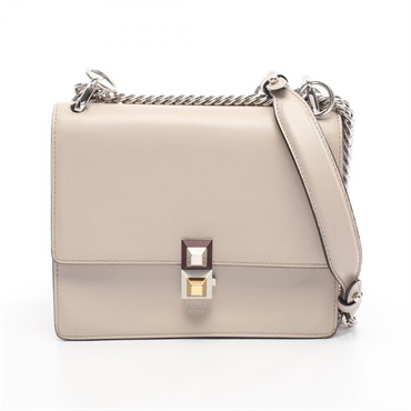FENDI MINI KAN I Shoulder hand Bag 8M0381 leather Beige Used Women
