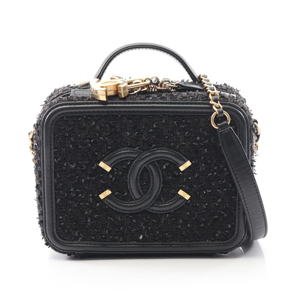 CHANEL CC Figley Small Vanity Chain Shoulder Crossbody Bag Black GHW Used Women