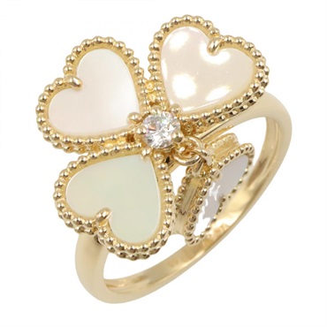 Van Cleef & Arpels Sweet Alhambra Heart Ring 18KYG Gold Mother of pearl Diamond