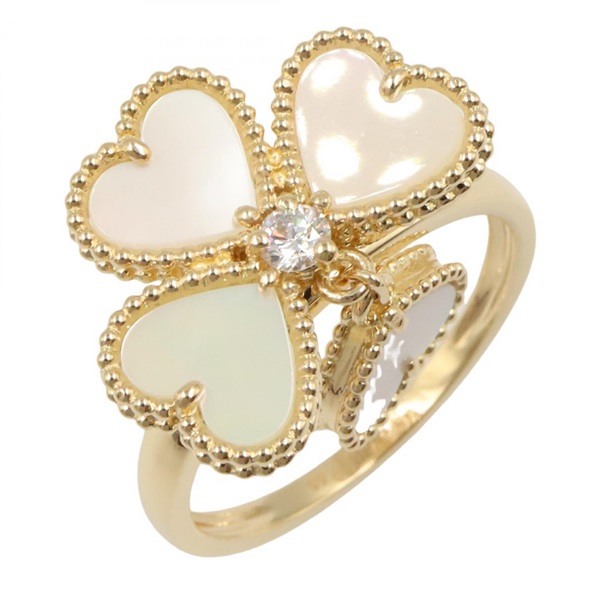 Van Cleef & Arpels Sweet Alhambra Heart Ring 18KYG Gold Mother of pearl Diamond