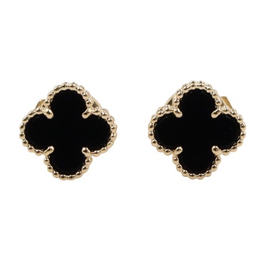 Van Cleef & Arpels Sweet Alhambra Pierced earrings Onyx 18KYG Yellow Gold Black