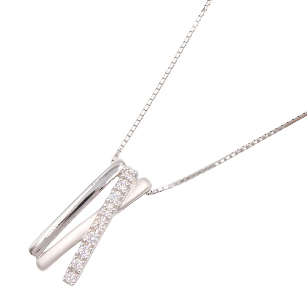 TASAKI Diamond Pendant Necklace 18KWG White Gold 38～42cm Used Women