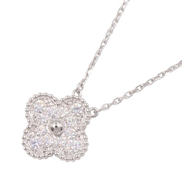 Van Cleef & Arpels Vintage Alhambra Diamond Necklace 18KWG Used 37.5/42cm