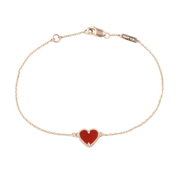 Van Cleef & Arpels Sweet Alhambra Heart Bracelet 18KRG Carnelian Red Used Women