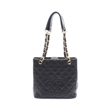 CHANEL Matelasse PST Chain Shoulder Tote Bag Grained calf leather Black GHW Used
