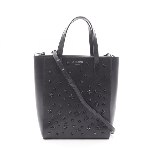 JIMMY CHOO BRIA TOTE N/S Shoulder Tote Bag leather Black Used Women crossbody