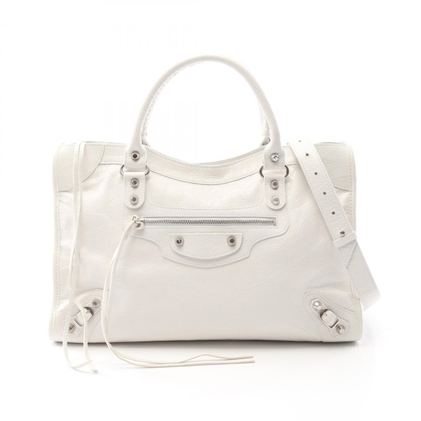 BALENCIAGA City Medium Shoulder Handbag 8230582AA9S9104 leather White NEW Women