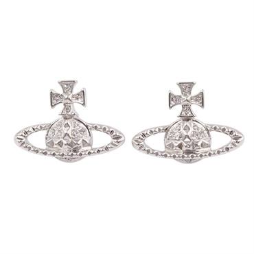 Vivienne Westwood Pierced earrings boucle d'oreilles rhinestones brass NEW