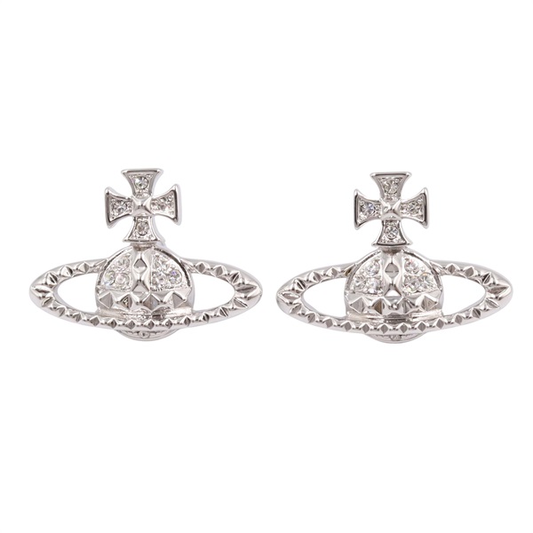 Vivienne Westwood Pierced earrings boucle d'oreilles rhinestones brass NEW