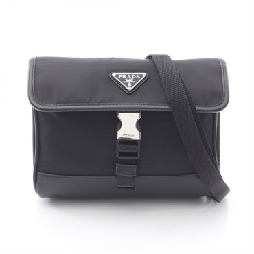 PRADA RE NYLON TESSUTO+SAFFIANO Shoulder Bag 2ZH108 Nylon leather Black Used